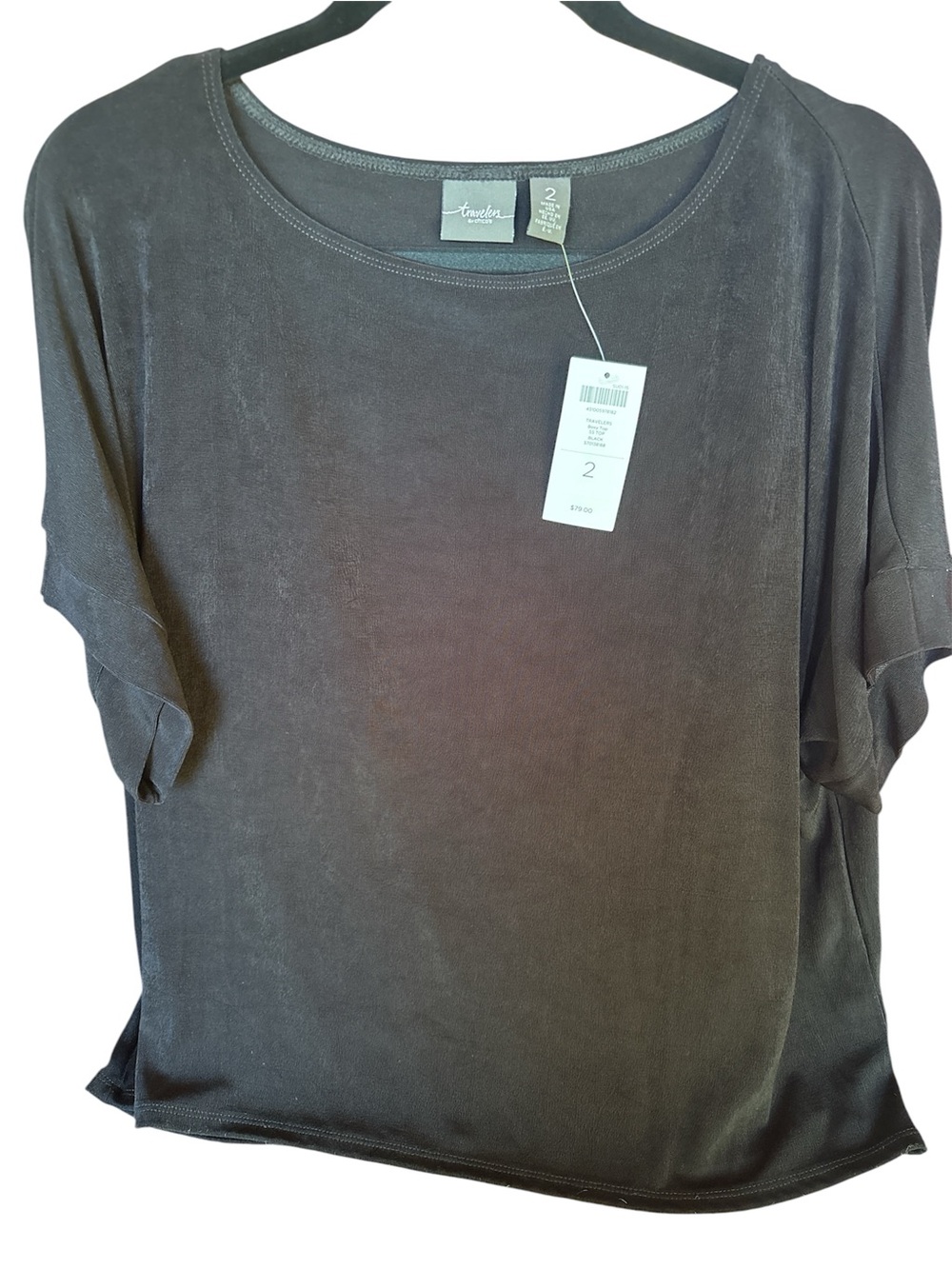 Treasure & Bond Charcoal Short Sleeve Scoop Neck Tee